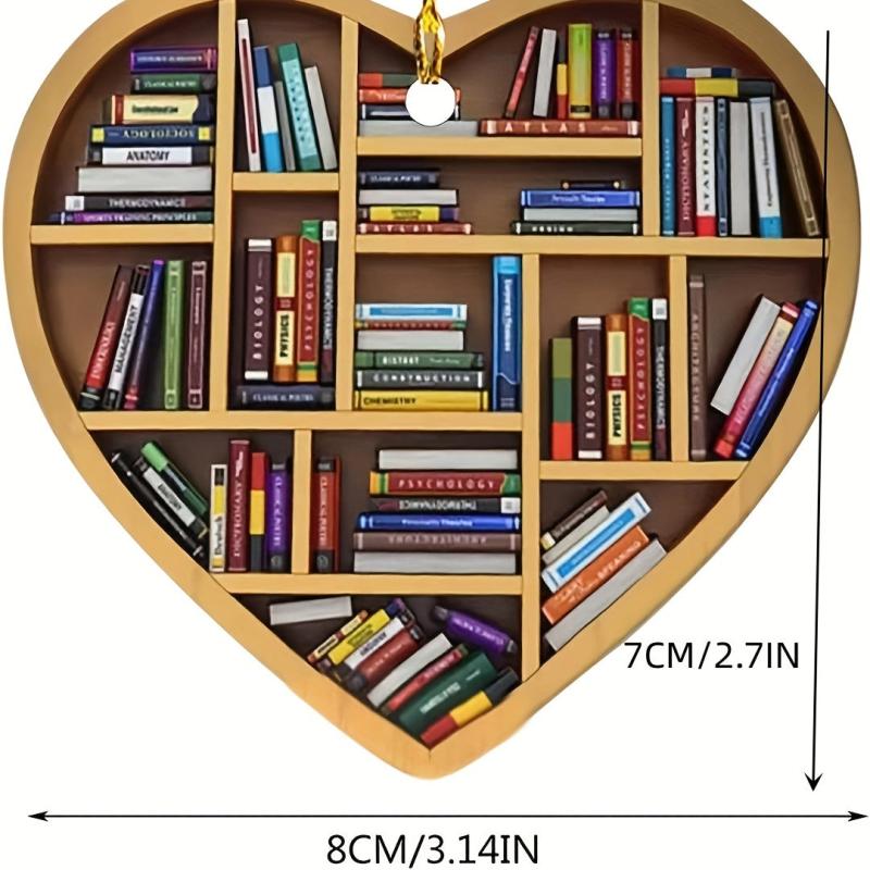 1pc Bookshelf Heart Pendant Couple Keychain Bag Charms