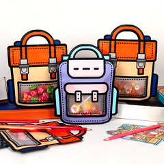 10pcs School Bags Shaped Candy Plastic Zipper Bags for Party Decors