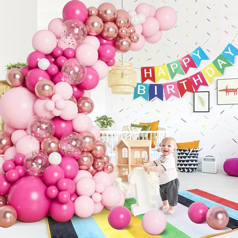 185pcs Pink Balloon Garland Arch Kit for Birthday Princess Theme Baby Shower