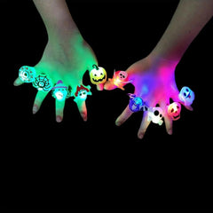 10pcs Halloween Glow Ring Set Glow Brooch Party Decoration Ring