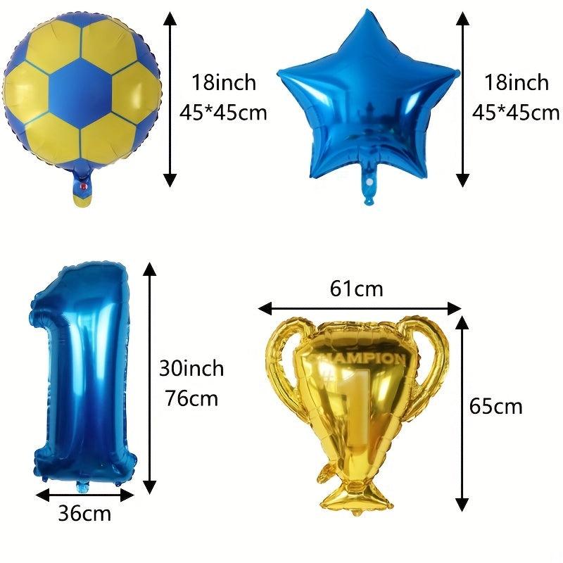 6pcs Football Number Foil Globos World Trophy Soccer Boy Birthday