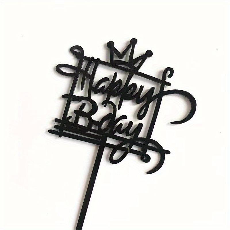 Crown Happy Birthday Cake Topper Acrylic Insert Decor