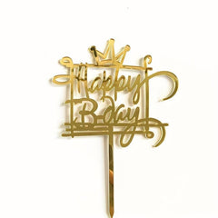 Crown Happy Birthday Cake Topper Acrylic Insert Decor