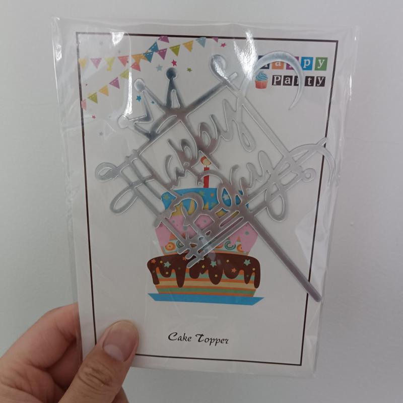 Crown Happy Birthday Cake Topper Acrylic Insert Decor
