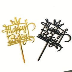 Crown Happy Birthday Cake Topper Acrylic Insert Decor