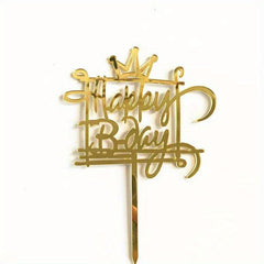 Crown Happy Birthday Cake Topper Acrylic Insert Decor