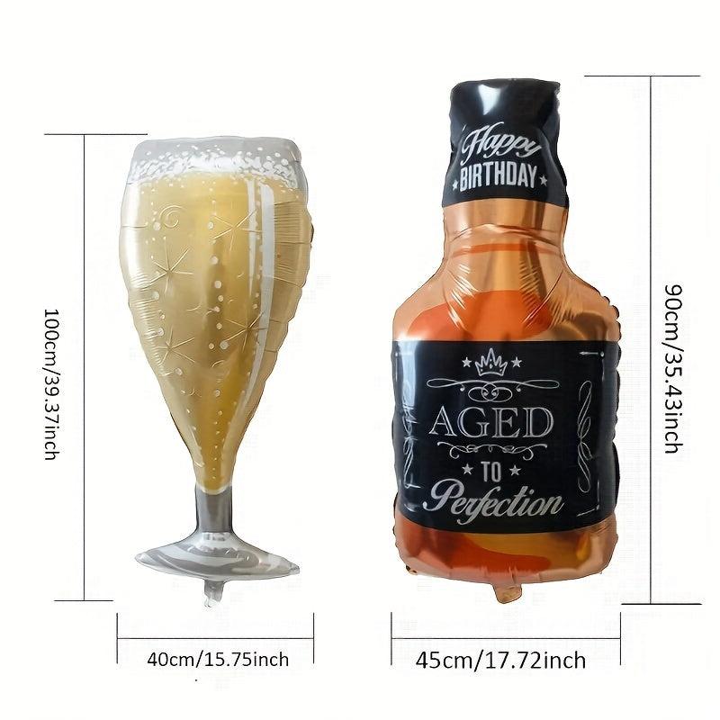 Champagne Glass Foil Balloons Party Decoration Beer Mug Wine Bottle Aluminum Bal