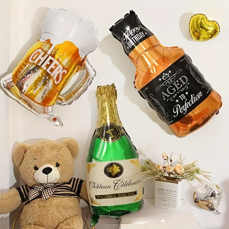 Champagne Glass Foil Balloons Party Decoration Beer Mug Wine Bottle Aluminum Bal