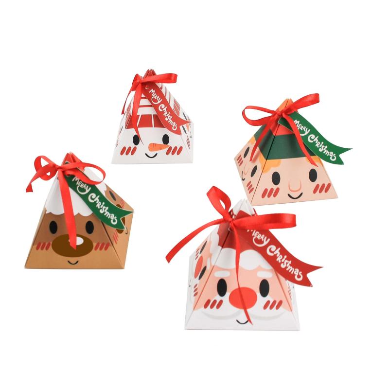 24pcs Christmas Triangle Candy Box Christmas Supplies Packaging Box