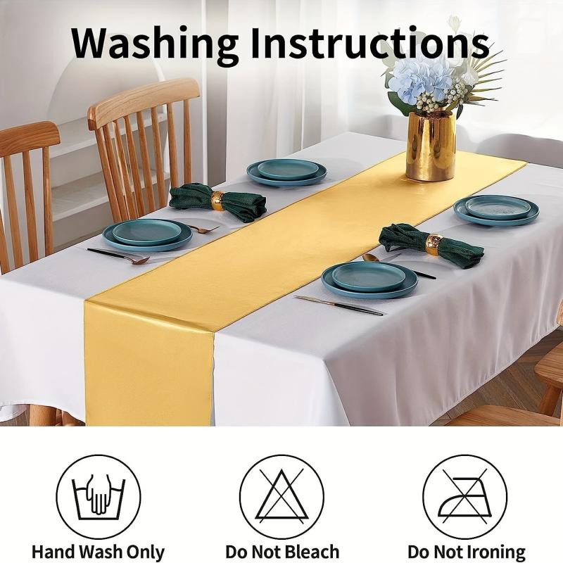 1pc Golden Satin Table Runner 30-48x274cm for Party Banquet Baby Shower Decor