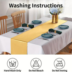 1pc Golden Satin Table Runner 30-48x274cm for Party Banquet Baby Shower Decor