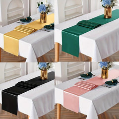 1pc Golden Satin Table Runner 30-48x274cm for Party Banquet Baby Shower Decor