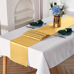1pc Golden Satin Table Runner 30-48x274cm for Party Banquet Baby Shower Decor