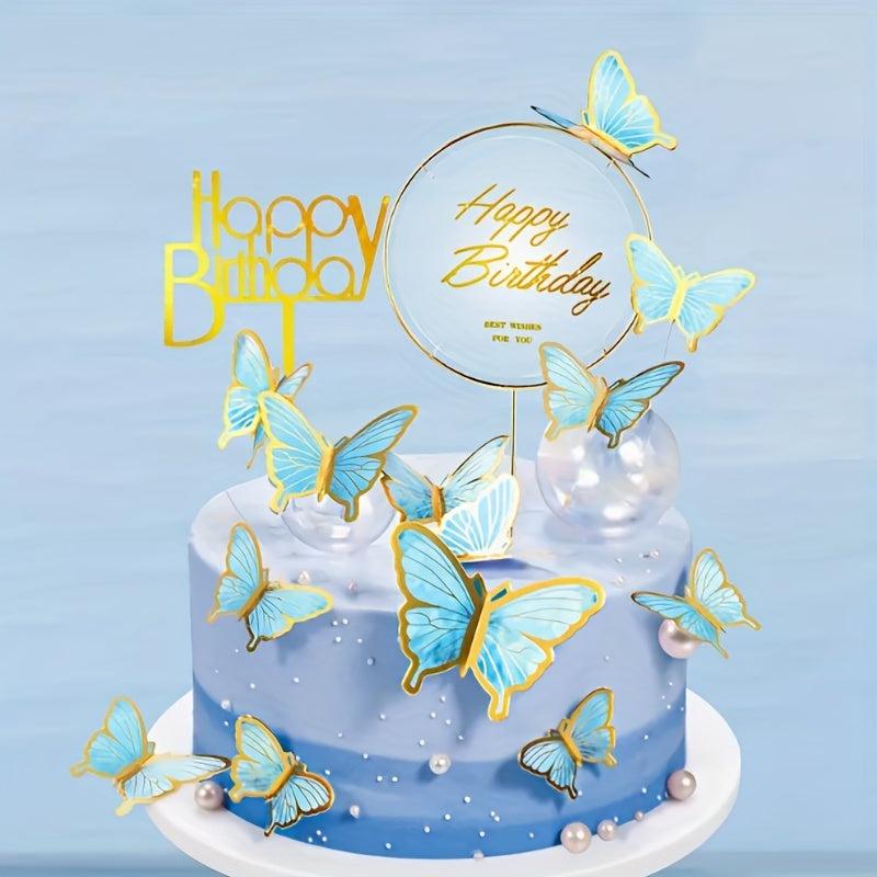 20pcs Butterfly Cake Top Happy Birthday Cake Top Girl Birthday Party Decoration