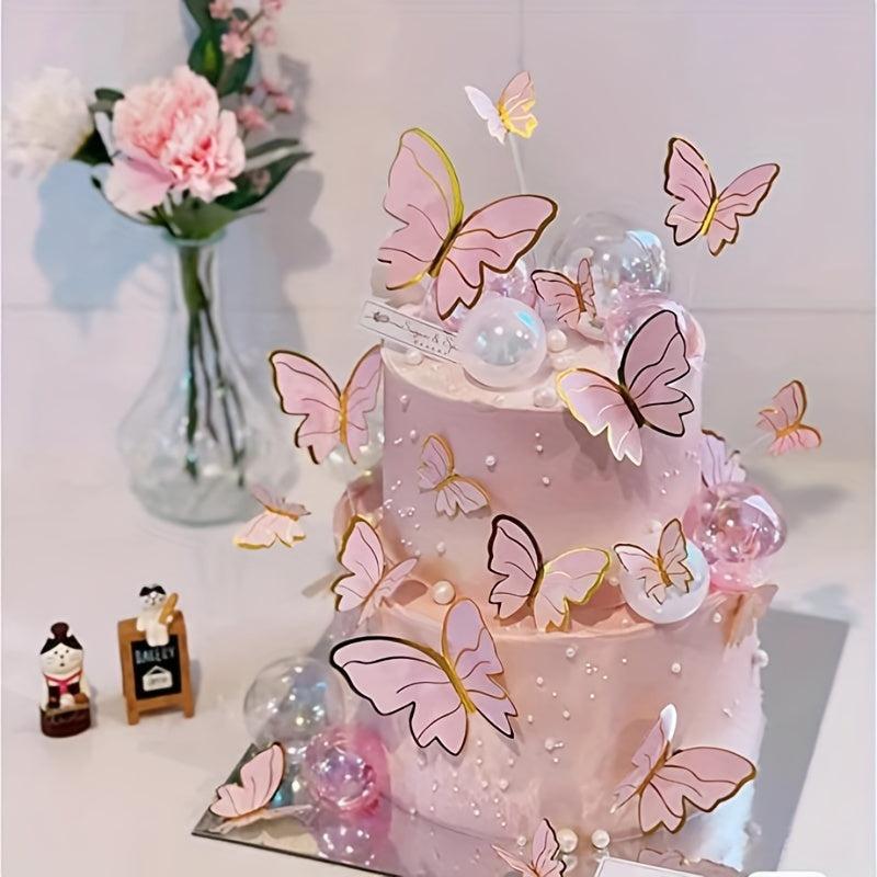 20pcs Butterfly Cake Top Happy Birthday Cake Top Girl Birthday Party Decoration