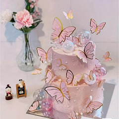 20pcs Butterfly Cake Top Happy Birthday Cake Top Girl Birthday Party Decoration