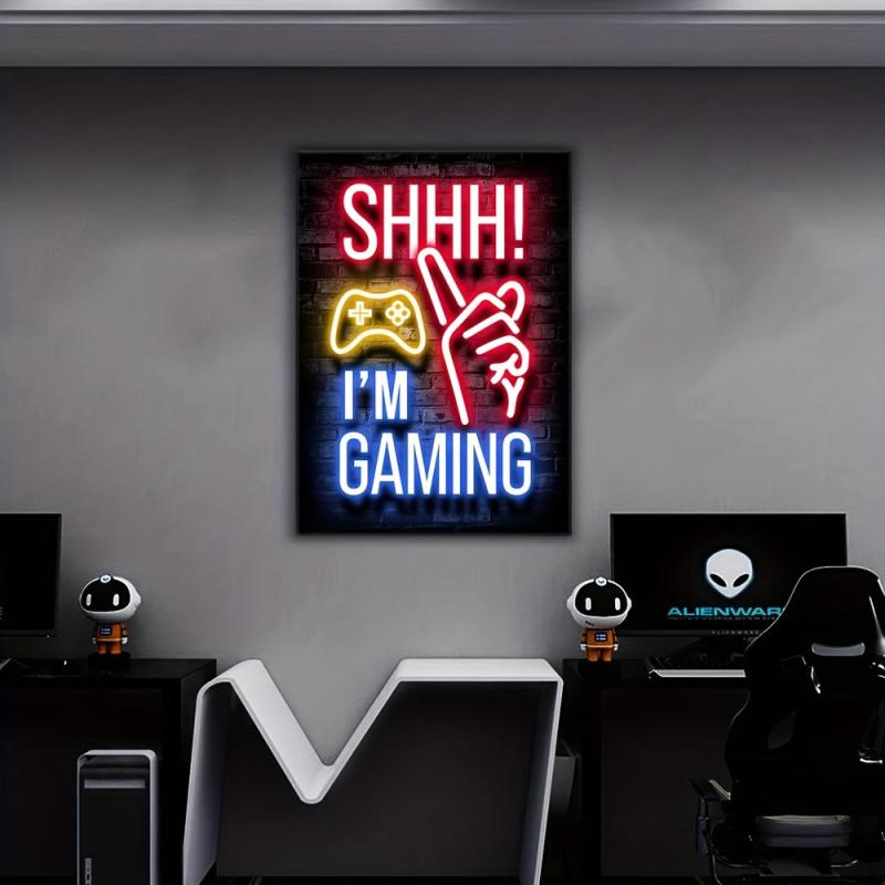 Neon Game Poster Canvas Painting for Electronic Sports Room Decor