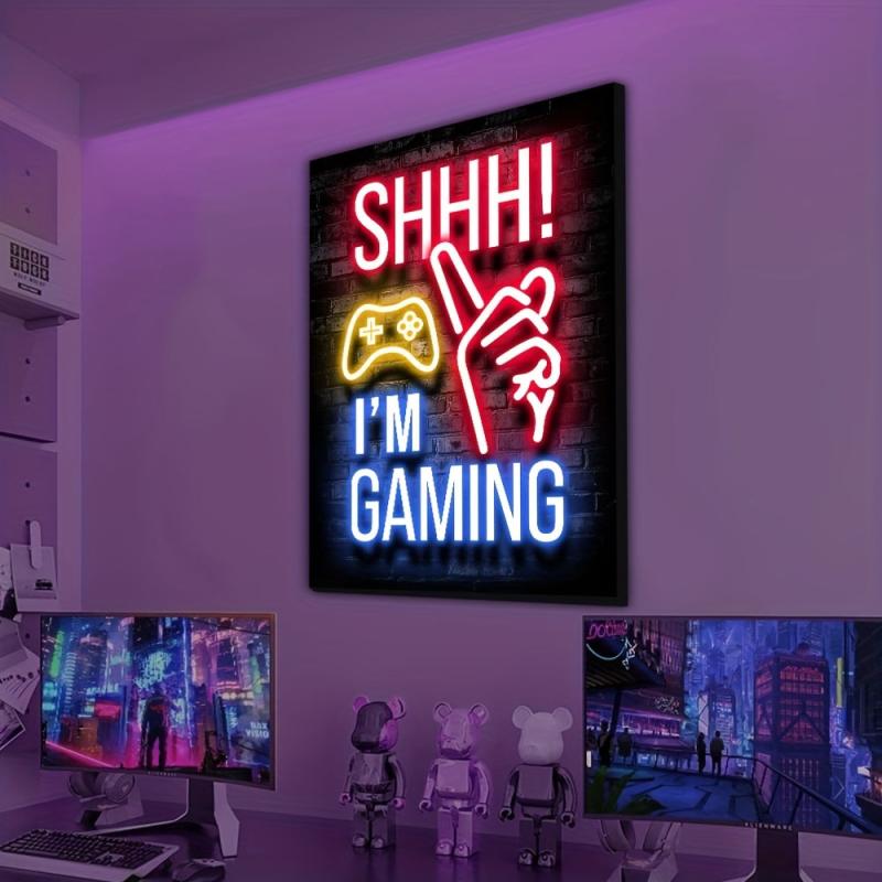 Neon Game Poster Canvas Painting for Electronic Sports Room Decor