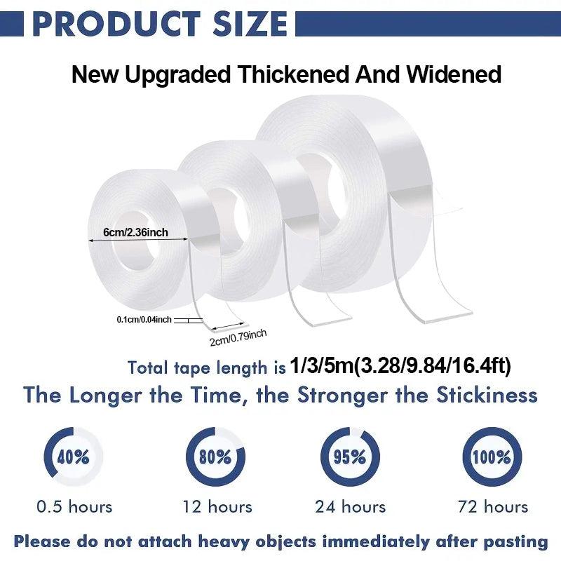 Heavy Duty Waterproof Double Sided Tape, Transparent, 5M