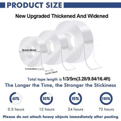 Heavy Duty Waterproof Double Sided Tape, Transparent, 5M