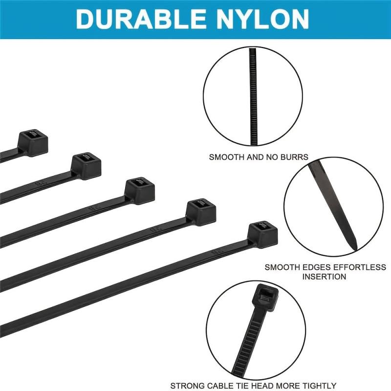 Cable Zip Ties 100 500 Pack Assorted Sizes Self Locking Nylon Cord Management