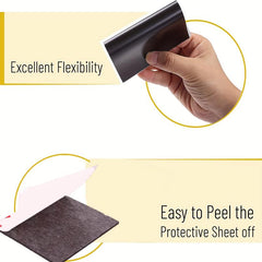 10pcs Square Rubber Soft Magnet Patch Adhesive Backed & Long Strip Magnetic
