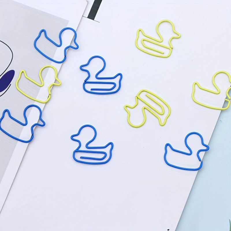 20pcs Duck Shaped Paperclips for Student Stationery & Office Paper Clips