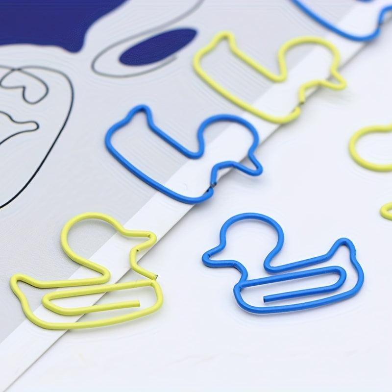 20pcs Duck Shaped Paperclips for Student Stationery & Office Paper Clips