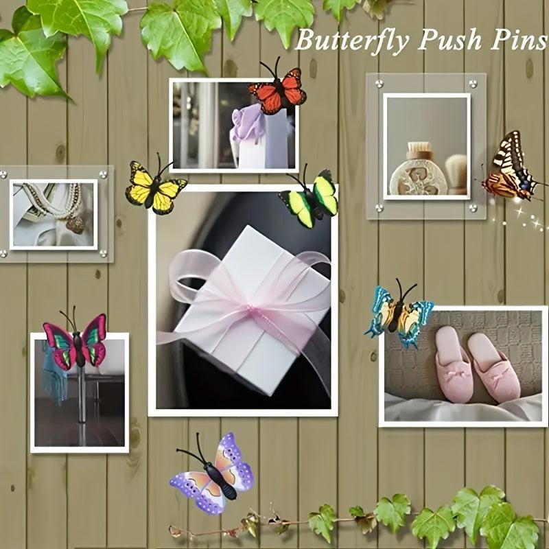 20pcs 3D Simulated Butterfly Push Pin Creative Decorative Flower Cork Board Pin