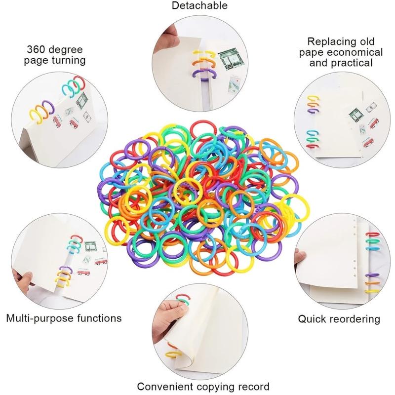 50pcs 1/2in 2/3in Plastic Binder Rings for Organization