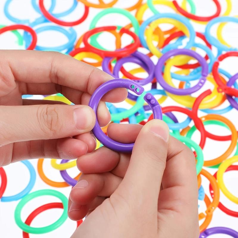 50pcs 1/2in 2/3in Plastic Binder Rings for Organization