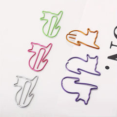 Multicolor Cat Paper Clip Office Supplies Binder Bookmark Memo Planner Clip