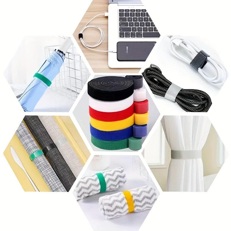 6pcs Colored Hook And Loop Fasteners - Reusable Double Sided Straps