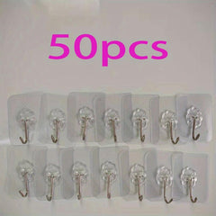 40 Adhesive Hooks Heavy Duty Practical Wall Hanging Transparent Seamless Hooks