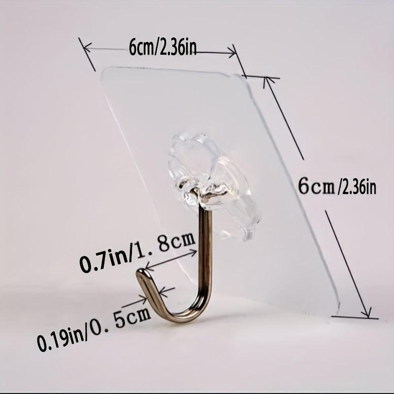 40 Adhesive Hooks Heavy Duty Practical Wall Hanging Transparent Seamless Hooks