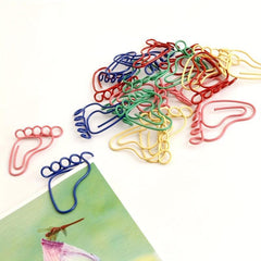24pcs Foot Shape Paperclip Metal Bookmark Clip Cartoon Foot