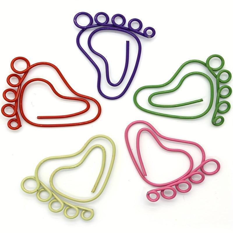 24pcs Foot Shape Paperclip Metal Bookmark Clip Cartoon Foot