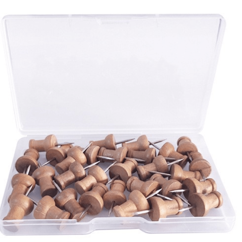 Walnut Wooden Push Pins Thumb Tacks for Bulletin Boards