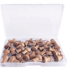 Walnut Wooden Push Pins Thumb Tacks for Bulletin Boards