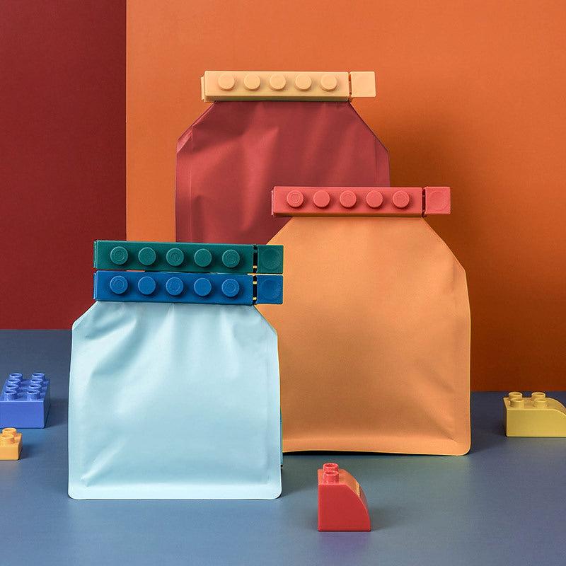 8pcs Large Building Block Snack Sealing Clips, Puzzle Plastic Bag Clip