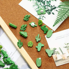30pcs Cactus Palm Leaves Wooden Push Pins for Photos Maps Bulletin Boards & Cork