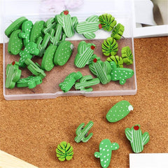 30pcs Cactus Palm Leaves Wooden Push Pins for Photos Maps Bulletin Boards & Cork