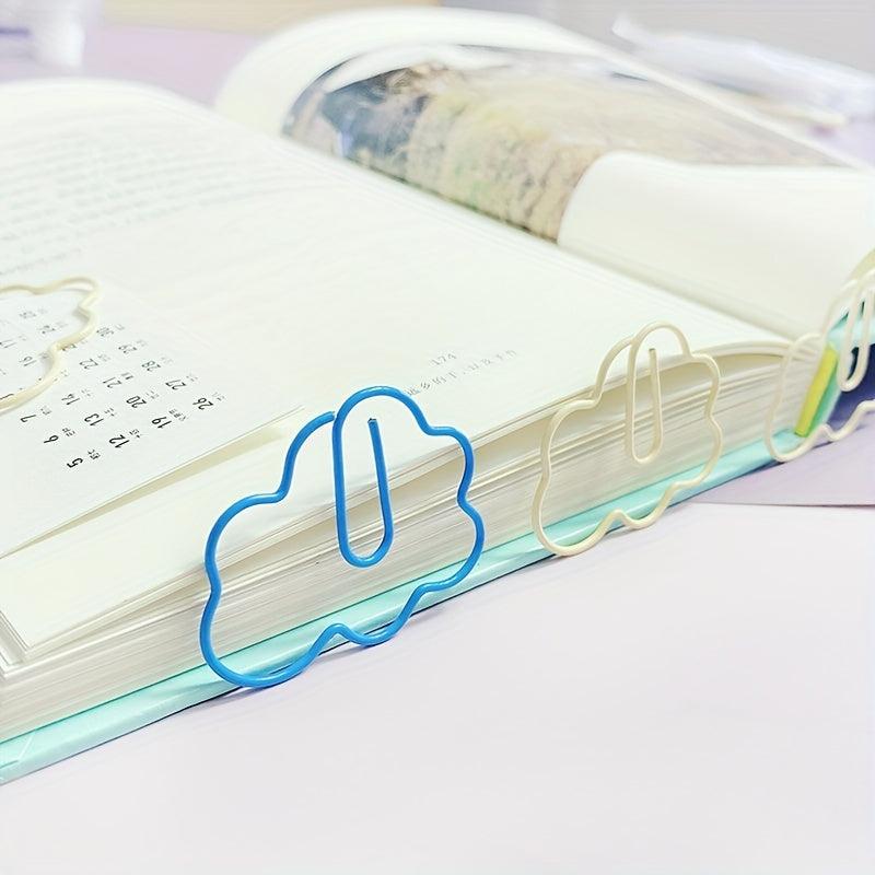 10pc Cloud Shaped Clip PVC Soft Rubber Bookmark Metal Paper Clip
