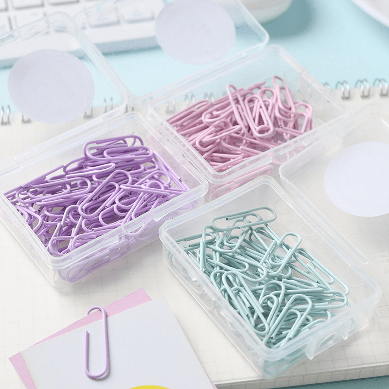 50pcs Makaron Paper Clips Creative Boxed Small Paper Clips