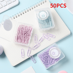 50pcs Makaron Paper Clips Creative Boxed Small Paper Clips