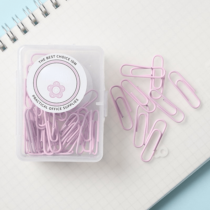 50pcs Makaron Paper Clips Creative Boxed Small Paper Clips