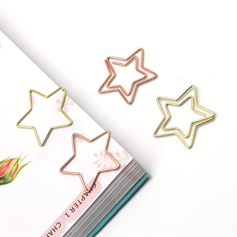 10 Mixed Pentagram Paper Clips Rose Golden Special Shaped