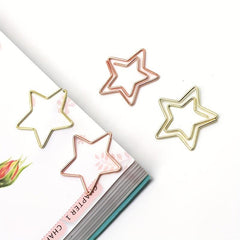 10 Mixed Pentagram Paper Clips Rose Golden Special Shaped