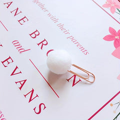 4pcs Macaron Hair Ball Paper Clip Metal Bookmark Message Clip