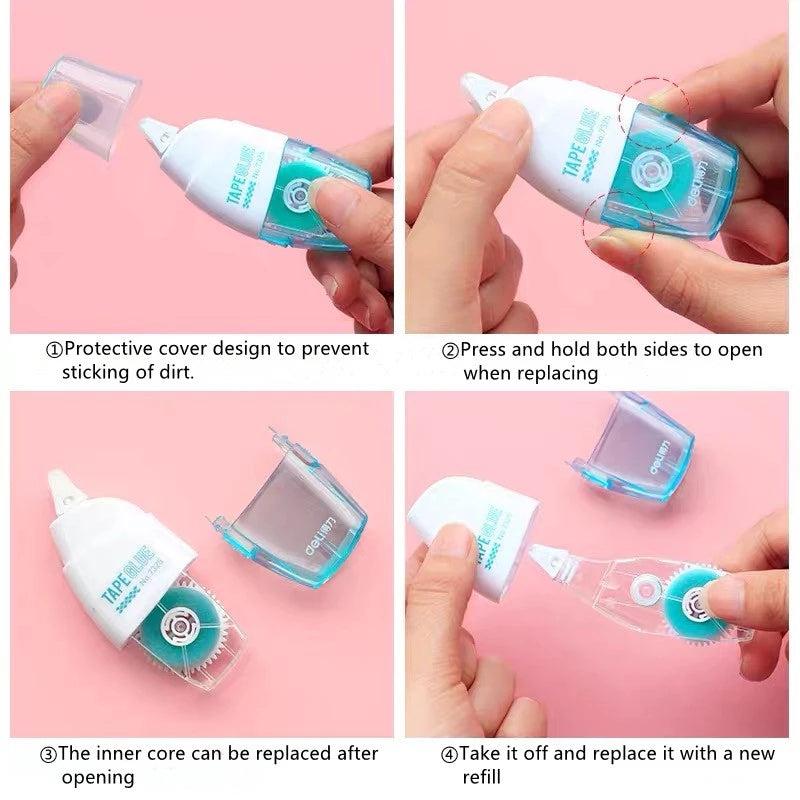 2pcs Double Sided Adhesive Dots Roller Glue Tape Dispenser Sticks